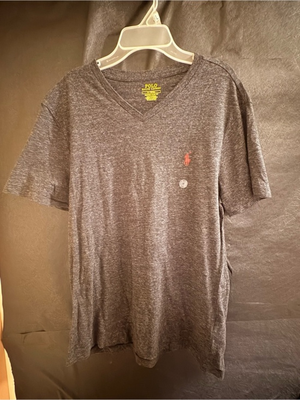 Polo by Ralph Lauren Charcoal Heather V-Neck Tee with Red Pony